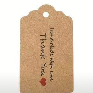HANDMADE With Love / Kraft Paper Tags / Brown / 1.97”x1.18” /‎ 100 Pieces